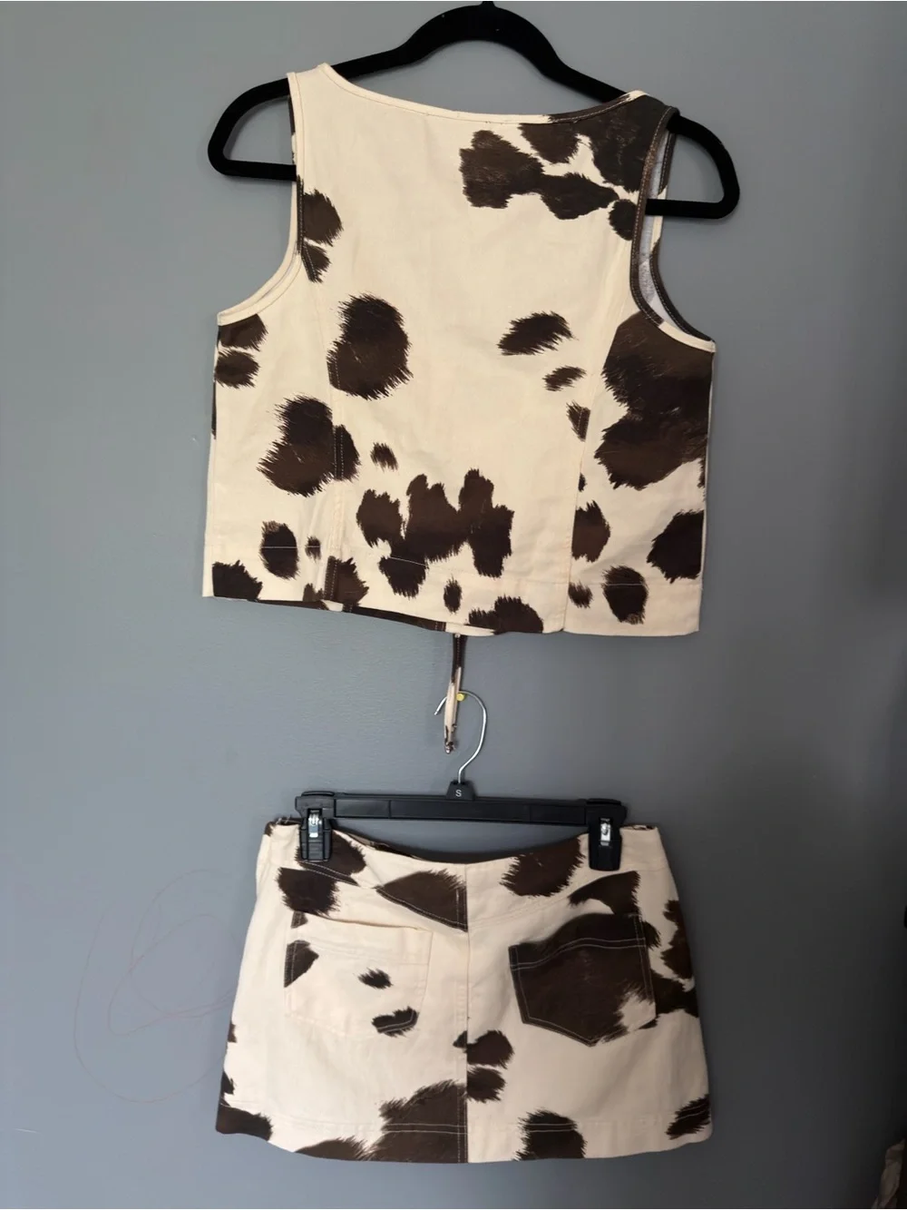 Gianni Bini Cream and Brown Cow Print Two-Piece Set - Picture 10 of 10